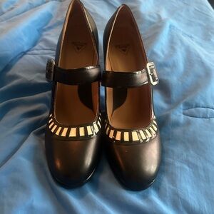 John Fluevog Black and White Mary Jane